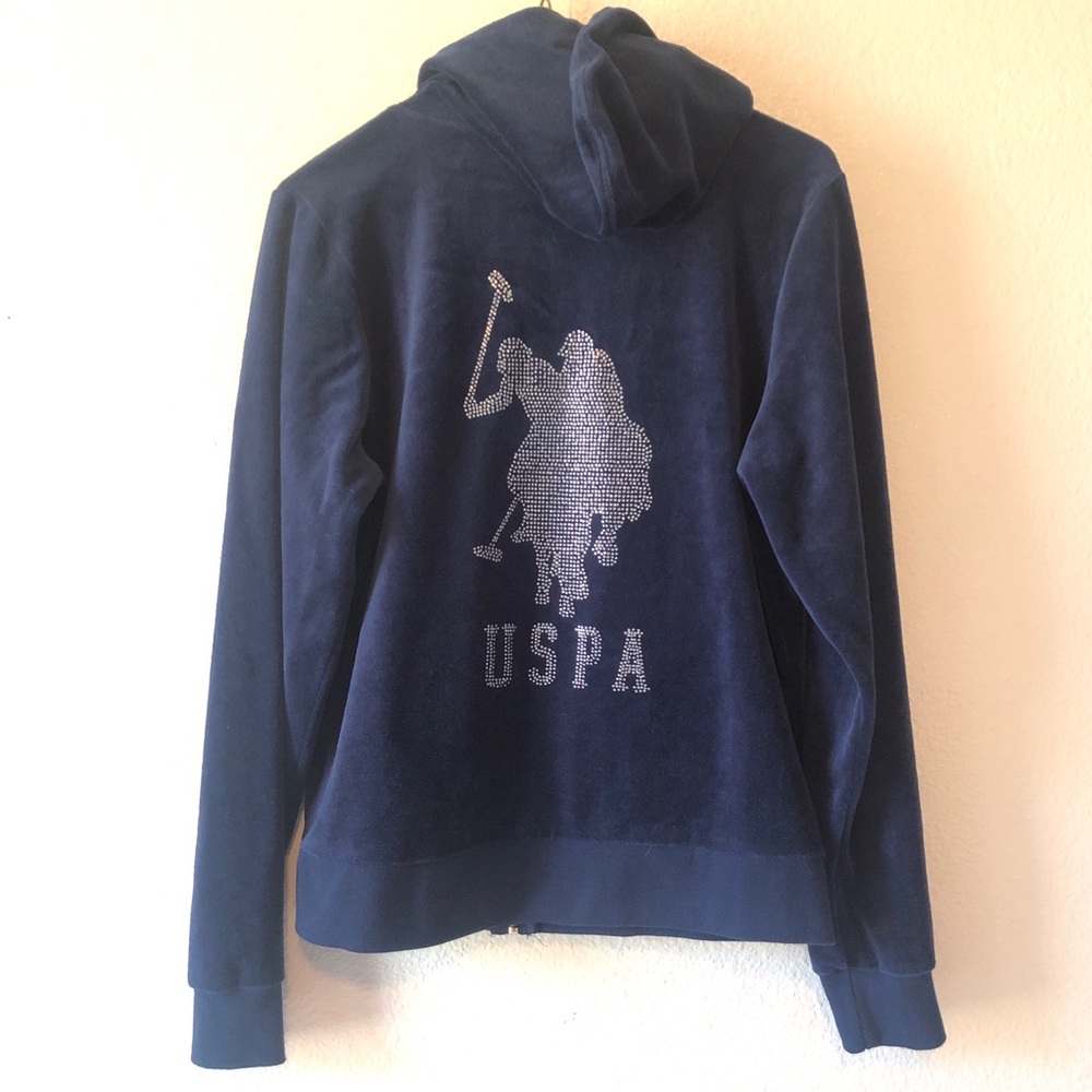 US Polo Assn Active Blue Bling Front Zip Hoodie